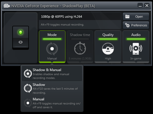 nvidia shadowplay free screen recorder
