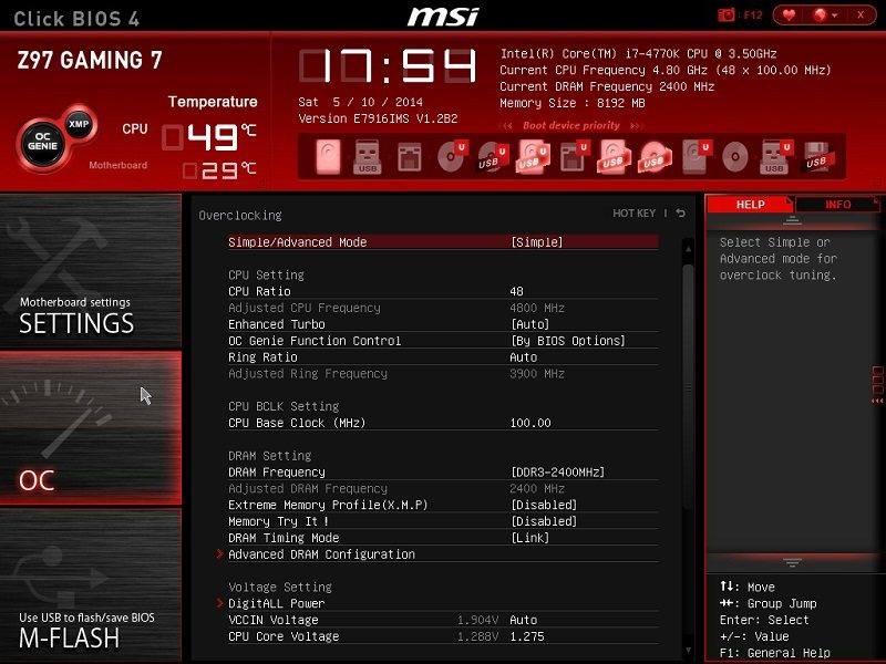 how to fix cpu overclocked cpu on msi z97 gaming 7