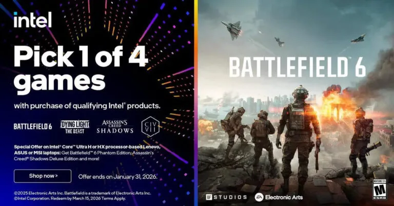 Intel Offers Free Battlefield 6 and Assassin’s Creed Shadows with Select Core Ultra and Arc Products