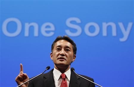 Sony Corp's new President and Chief Executive Officer Hirai attends a news conference at the company headquarters in Tokyo