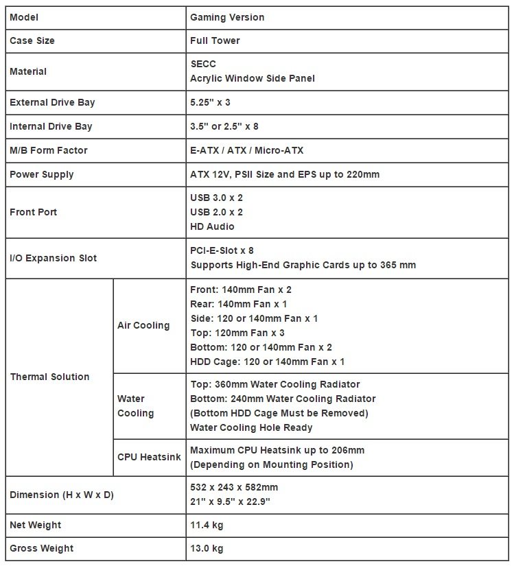 in win 707 specifications