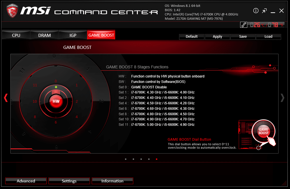 msi center feature sets