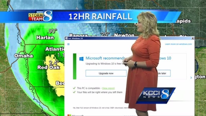 Rain With a Chance of Nagware as Windows 10 Storms TV Broadcast