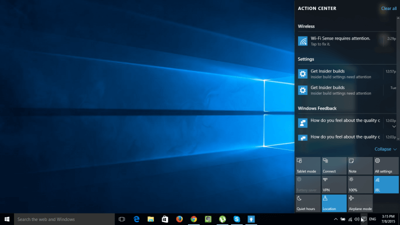 android notifications windows 10