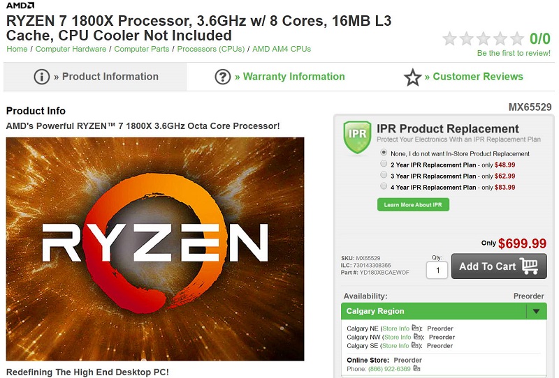 AMD Ryzen R7 1800X Memory Express 2