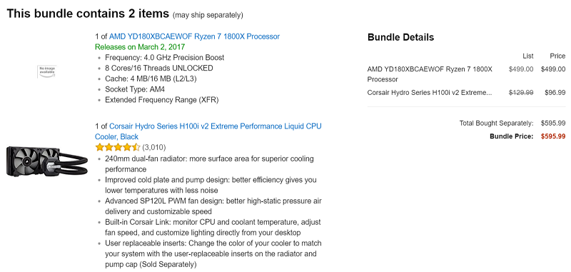 Amazon AMD Ryzen R7 1800X Listing 2