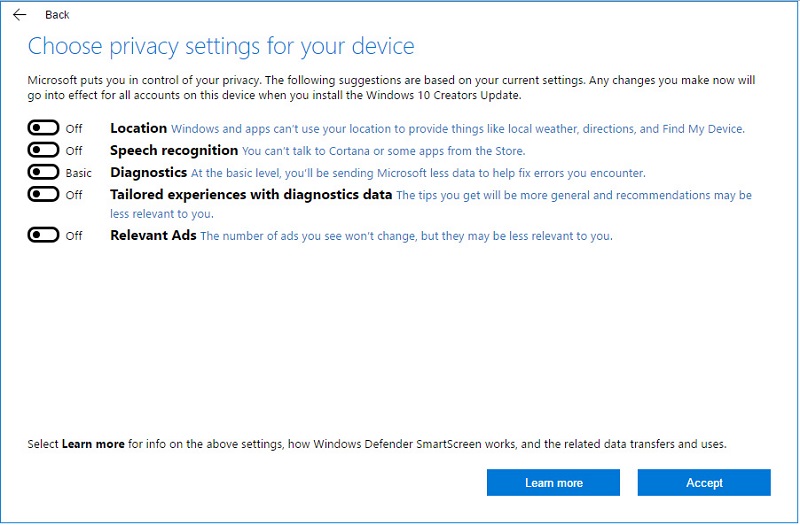 Windows 10 Creators Update Privacy Settings. 2jpg