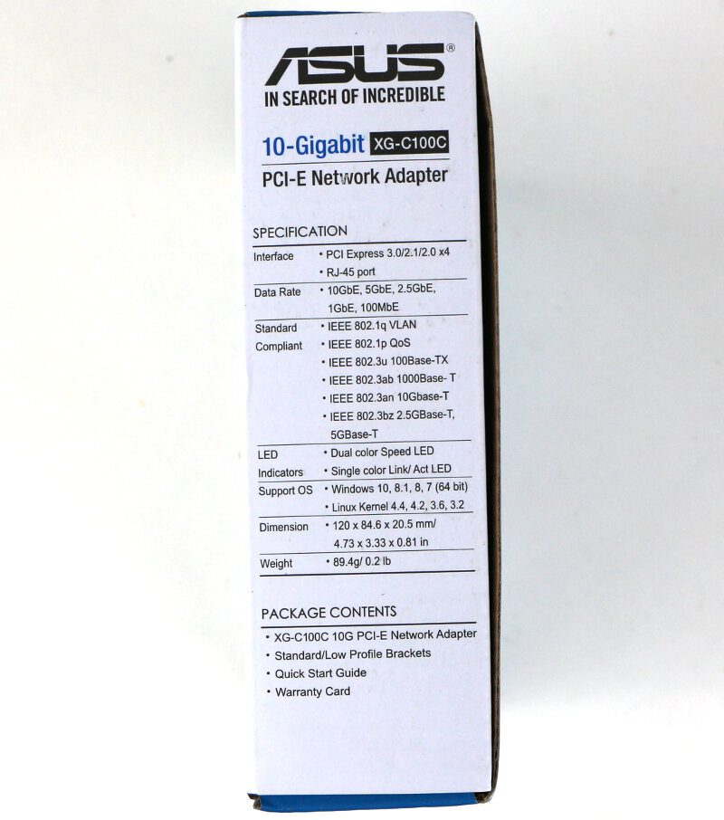 ASUS XG C100C NIC Photo box side