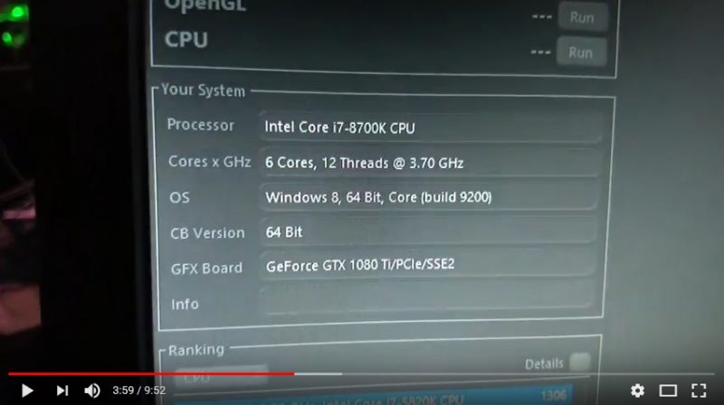 Leaked Intel i7-8700K Worse Than Ryzen R5 1600 in Cinebench