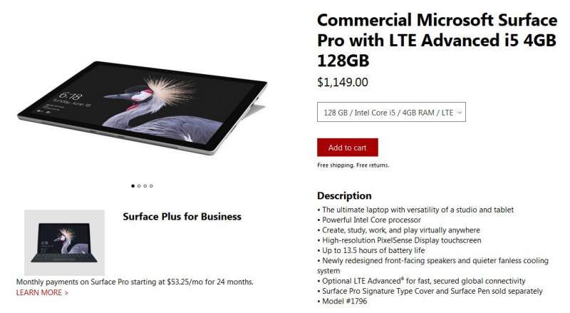 Microsoft Surface Pro LTE Now Available