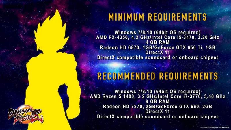 Official System Requirements for Dragon Ball FighterZ Released