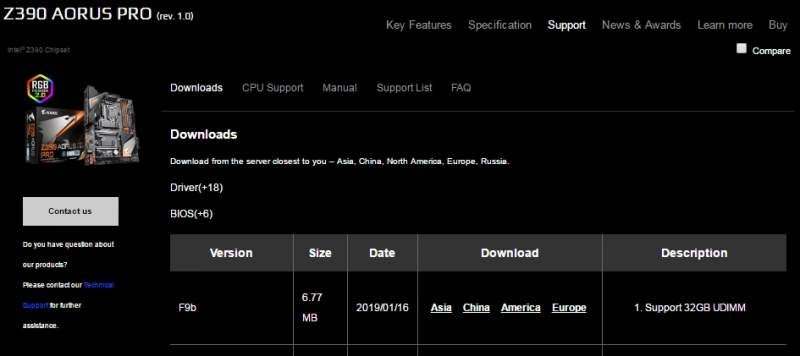 Gigabyte Z390 Boards Now Support 128GB DDR4 via Update