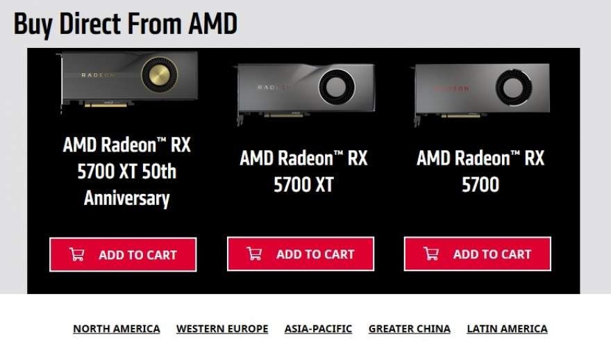 Radeon RX 5700 GPUs Available Directly from AMD's Website