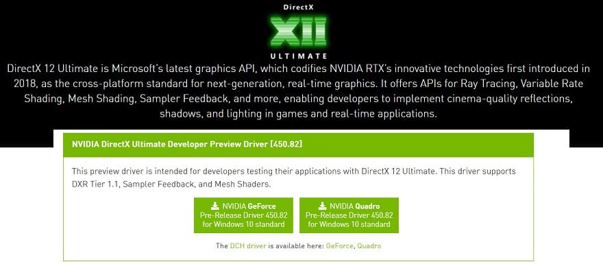 First DirectX 12 Ultimate compliant driver now available announces