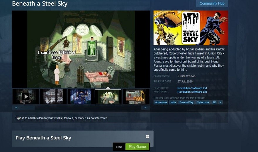 download beneath a steel sky game