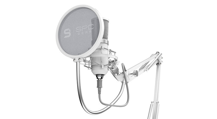 spc gear SM950 Onyx White Streaming USB Microphone