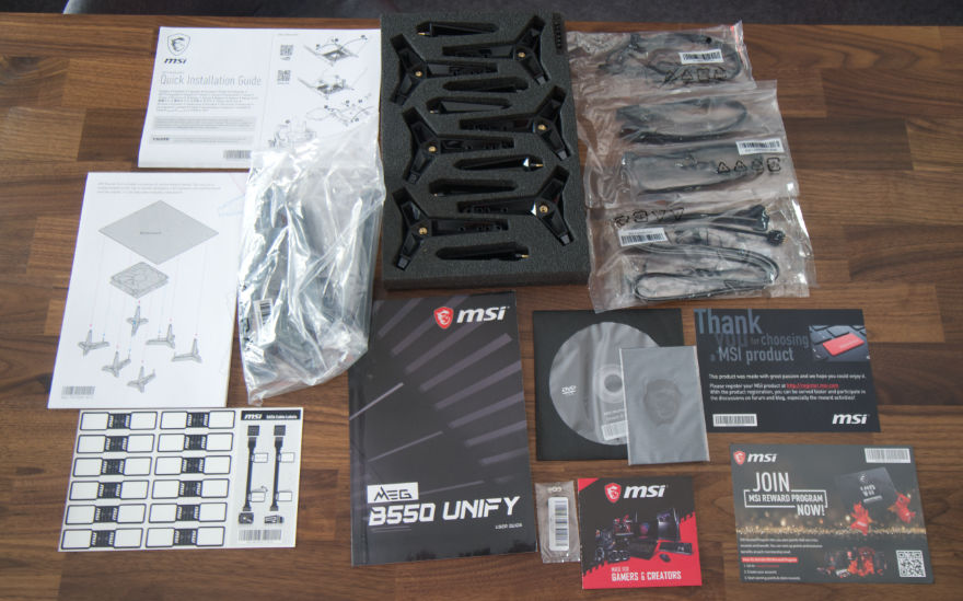 MSI MEG B550 UNIFY Motherboard accessoires and manuals