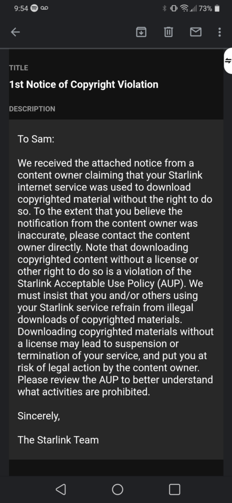Fancy Using Starlink for Piracy? Good Luck With That