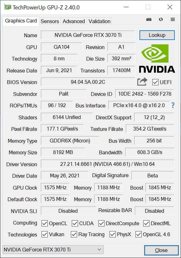 PALIT RTX 3070 TI GAMEROCK 8GB OC Review | eTeknix