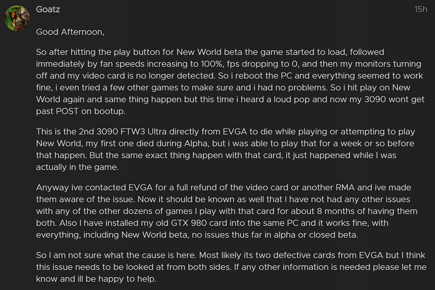 new world nvidia GPU issue