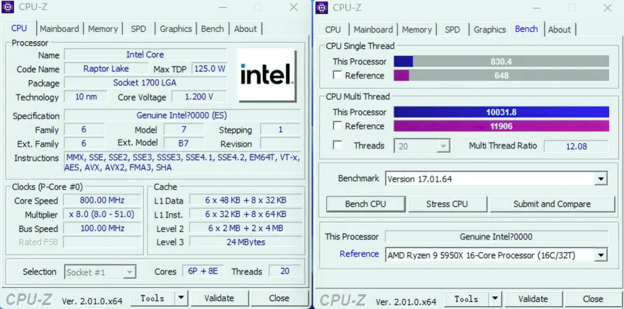 Intel i5-13600K Raptor Lake Engineering Sample Found in China Performance Tested