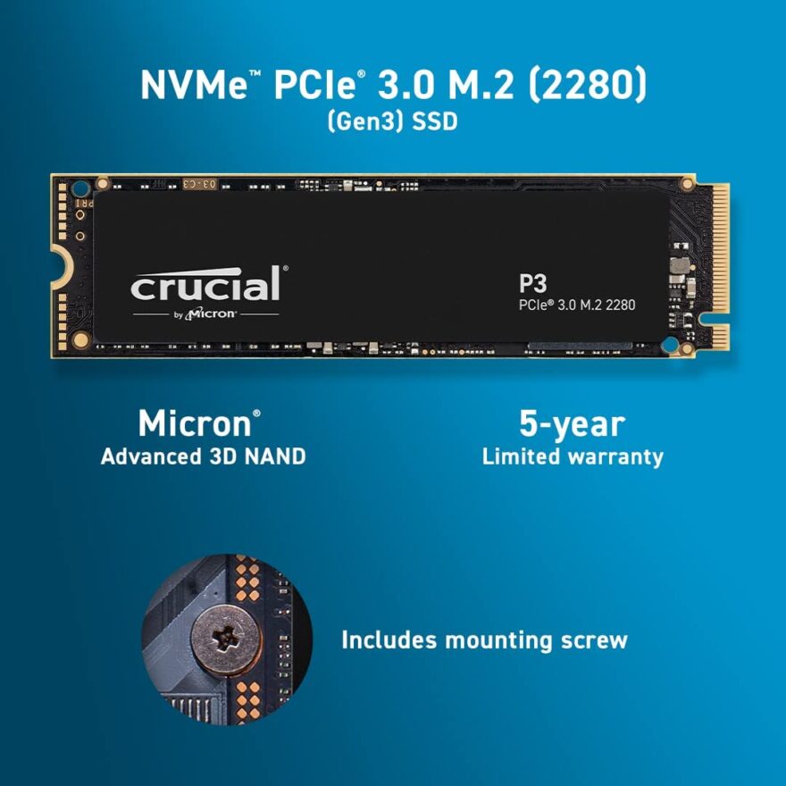 Crucial P3 2TB M.2 PCIe Gen3 NVMe Internal SSD