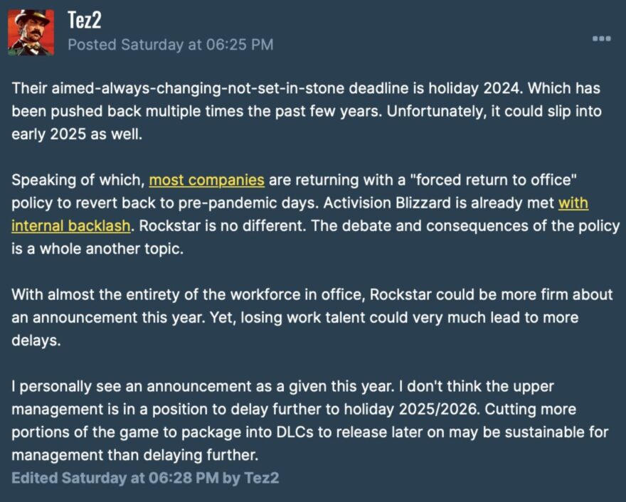 GTA 6 to be Released on Holiday 2024 [RUMOR]