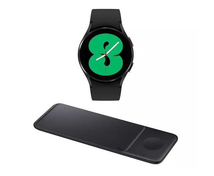 SAMSUNG Galaxy Watch4 BT Qi Wireless Trio Charging Pad Bundle Black 40 mm