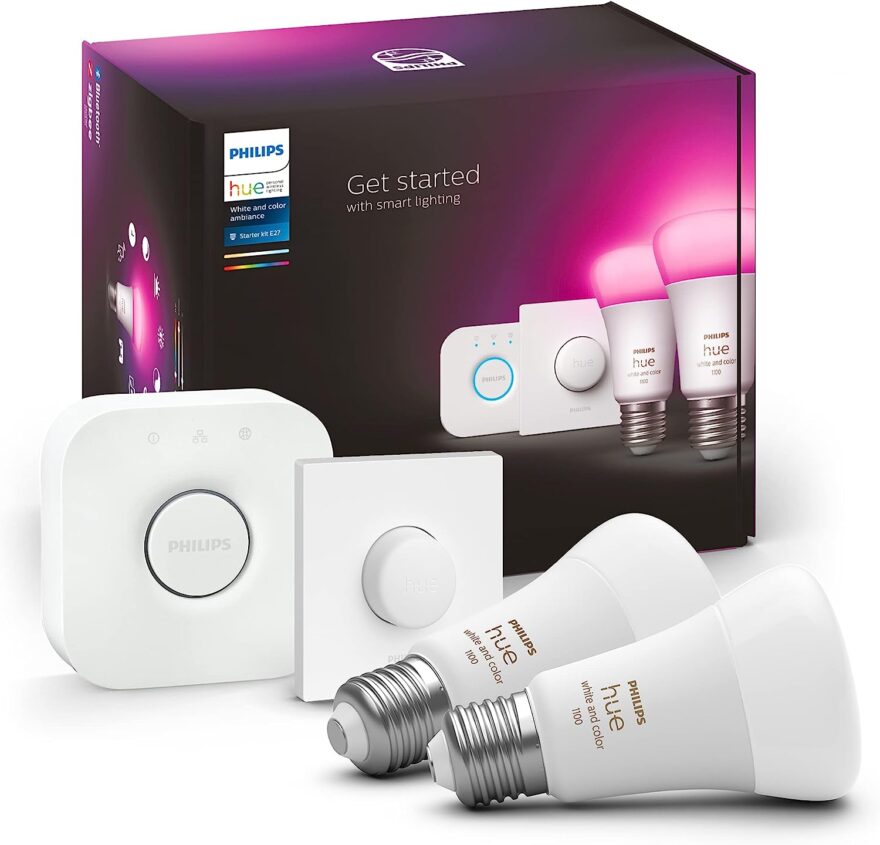 Philips Hue NEW White And Colour Ambiance Smart Light Bulb Starter Kit ...